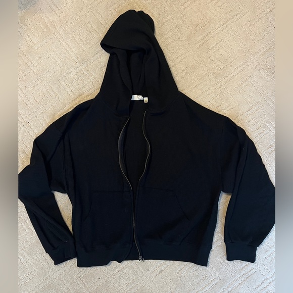 Black Waffle Knit Cargo Pants - Picture 8 of 9